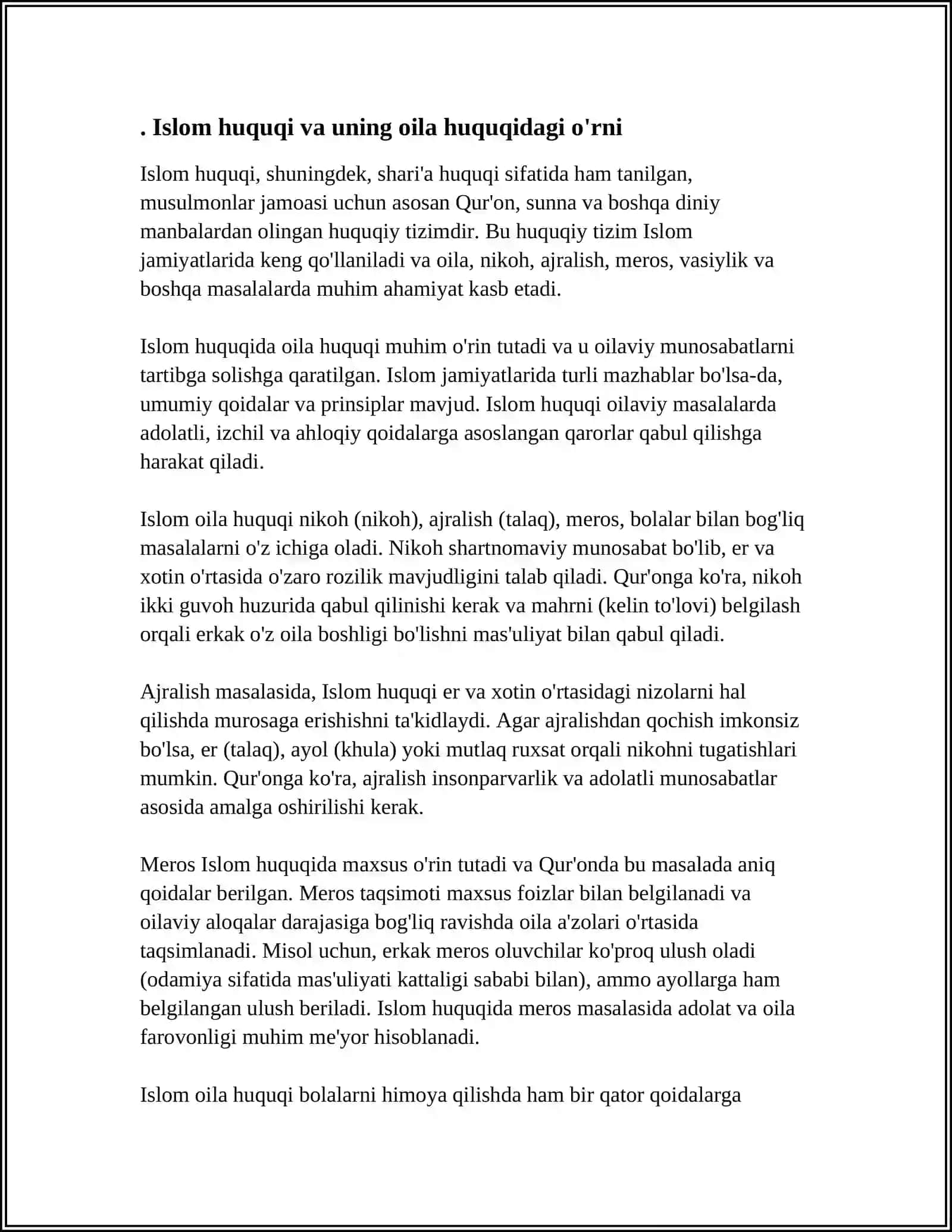 ISLOM HUQUQSHUNOSLIGIDA OILA, NIKOH, TALOQ, IDDA, ZIHOR TUSHUNCHALARINI TA'RIFLASH 3