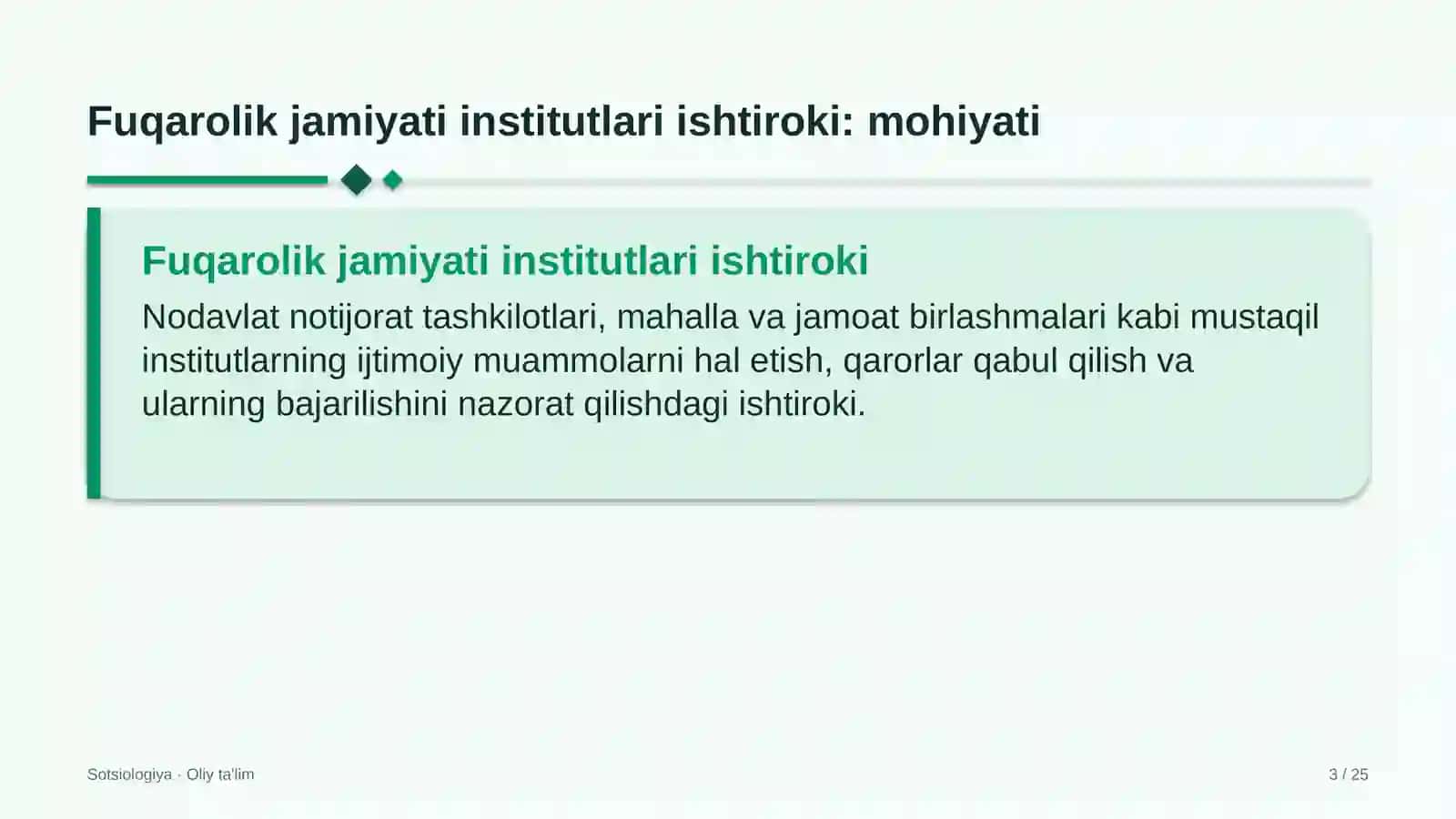 Fuqarolik jamiyati institutlari ishtiroki: mohiyati 3