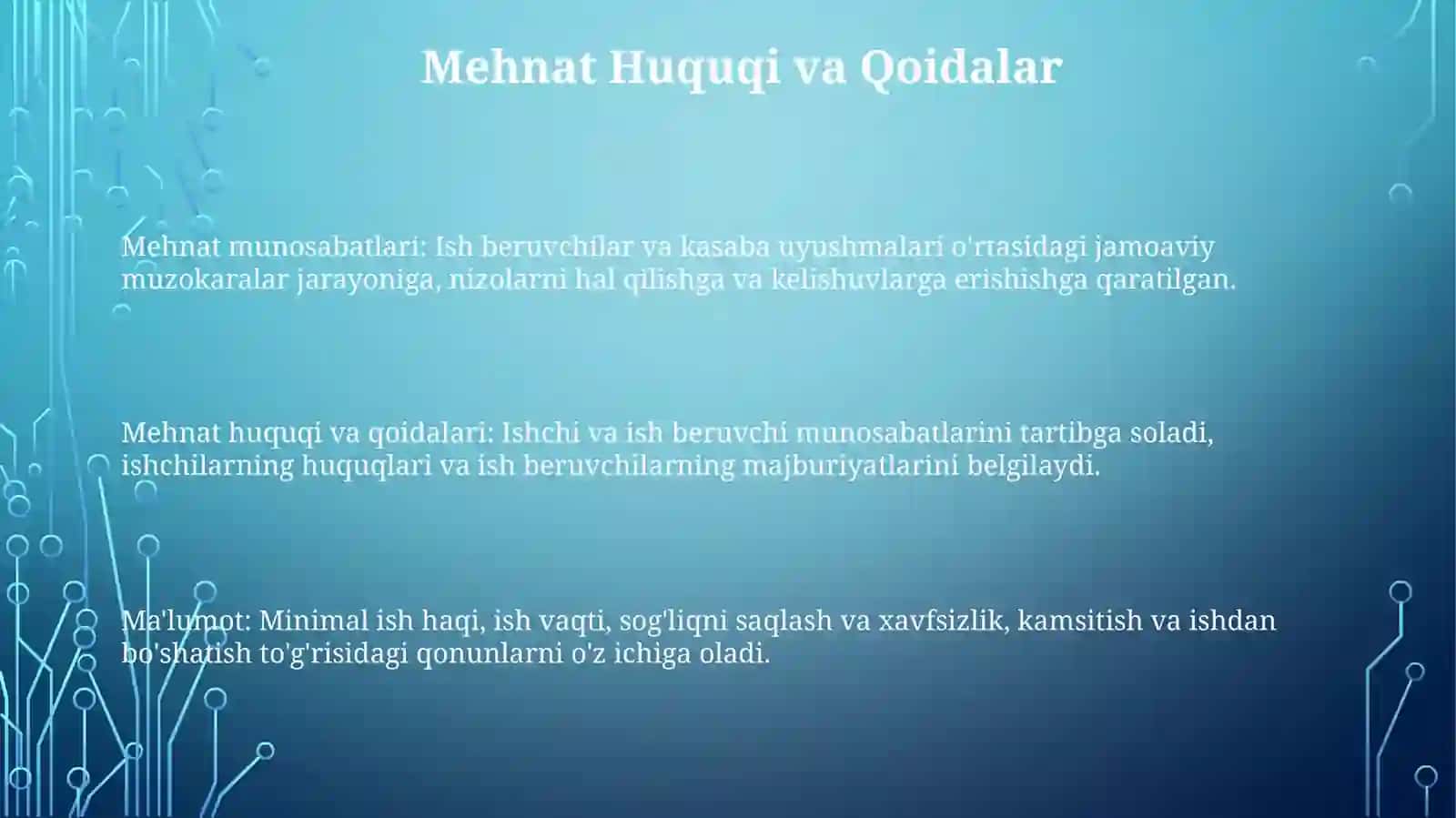 Mehnatga oid munosabatlar 3
