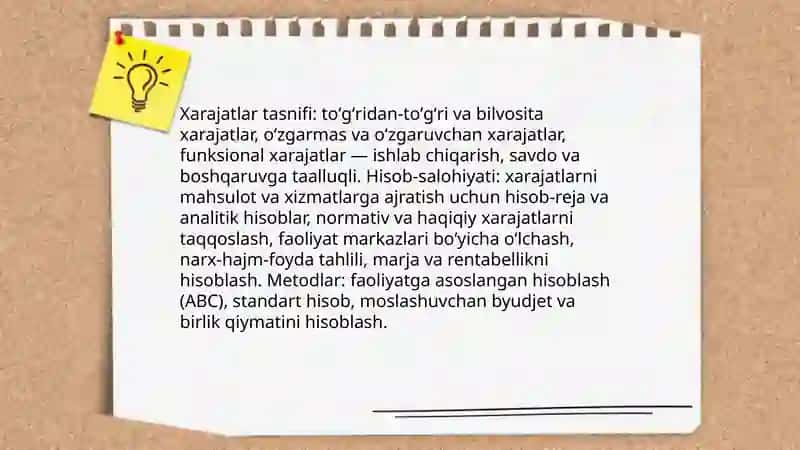Ilg’or boshqaruv hisobi hayaotlar hisobini yuritish 3