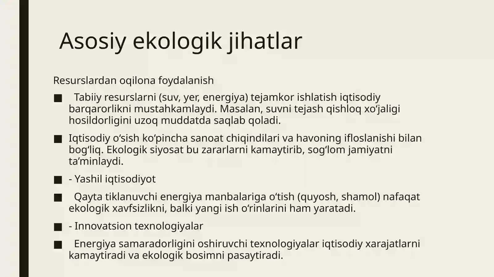 Iqtisodiy rivojlanish barqarorligini ta’minlashning ekologik jihatlari 3