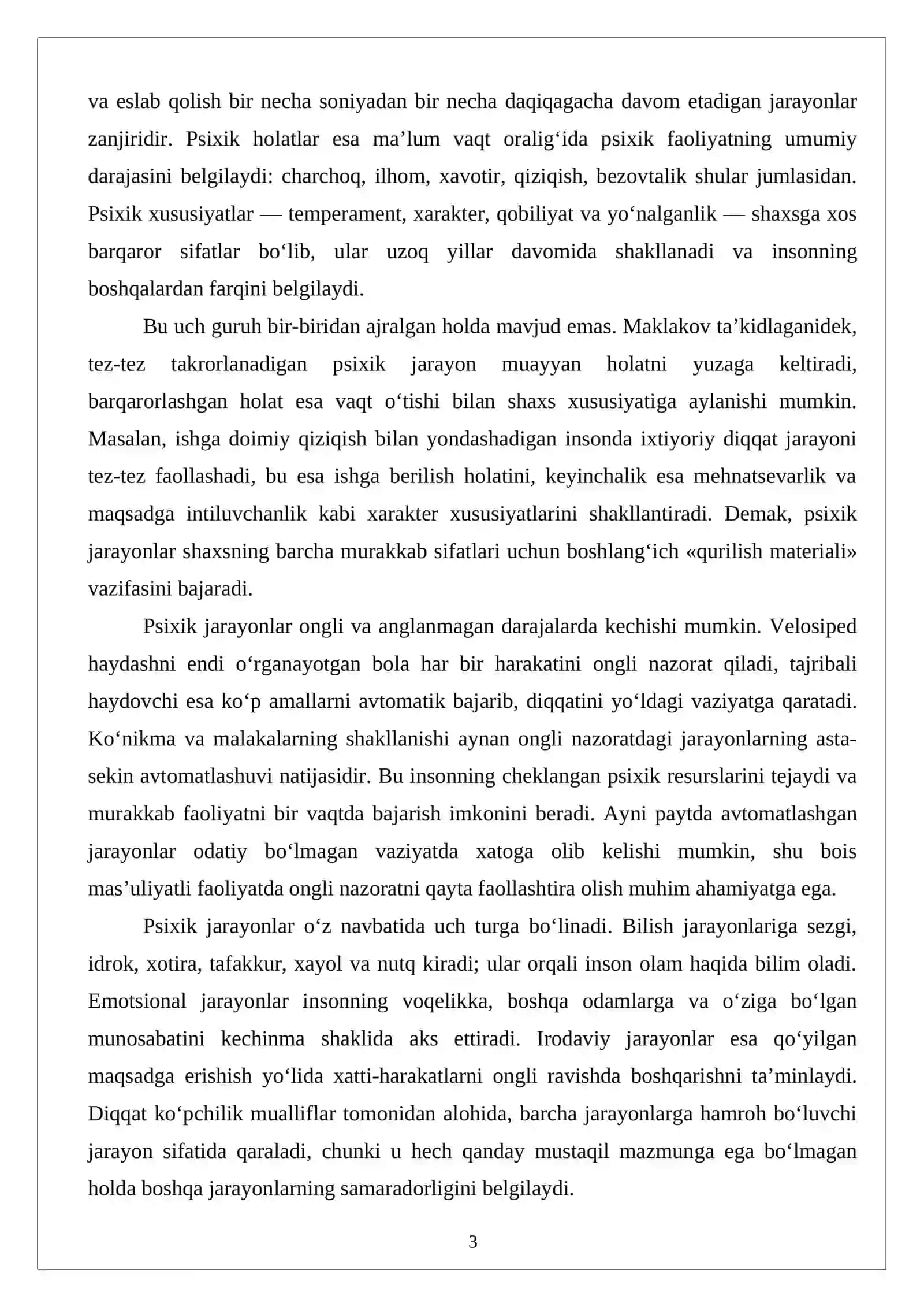 Psixik jarayonlarning inson hayotidagi ahamiyati 3