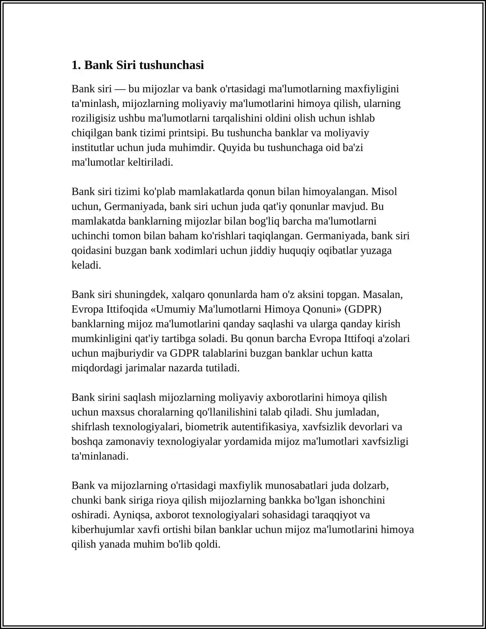BANK SIRI TOʻGʻRISIDAGI QONUN 3