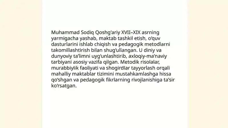 XVII asrda XIX asrning yarmigacha tarbiya, maktab va pedagogik fikrlar rivoji. 3
