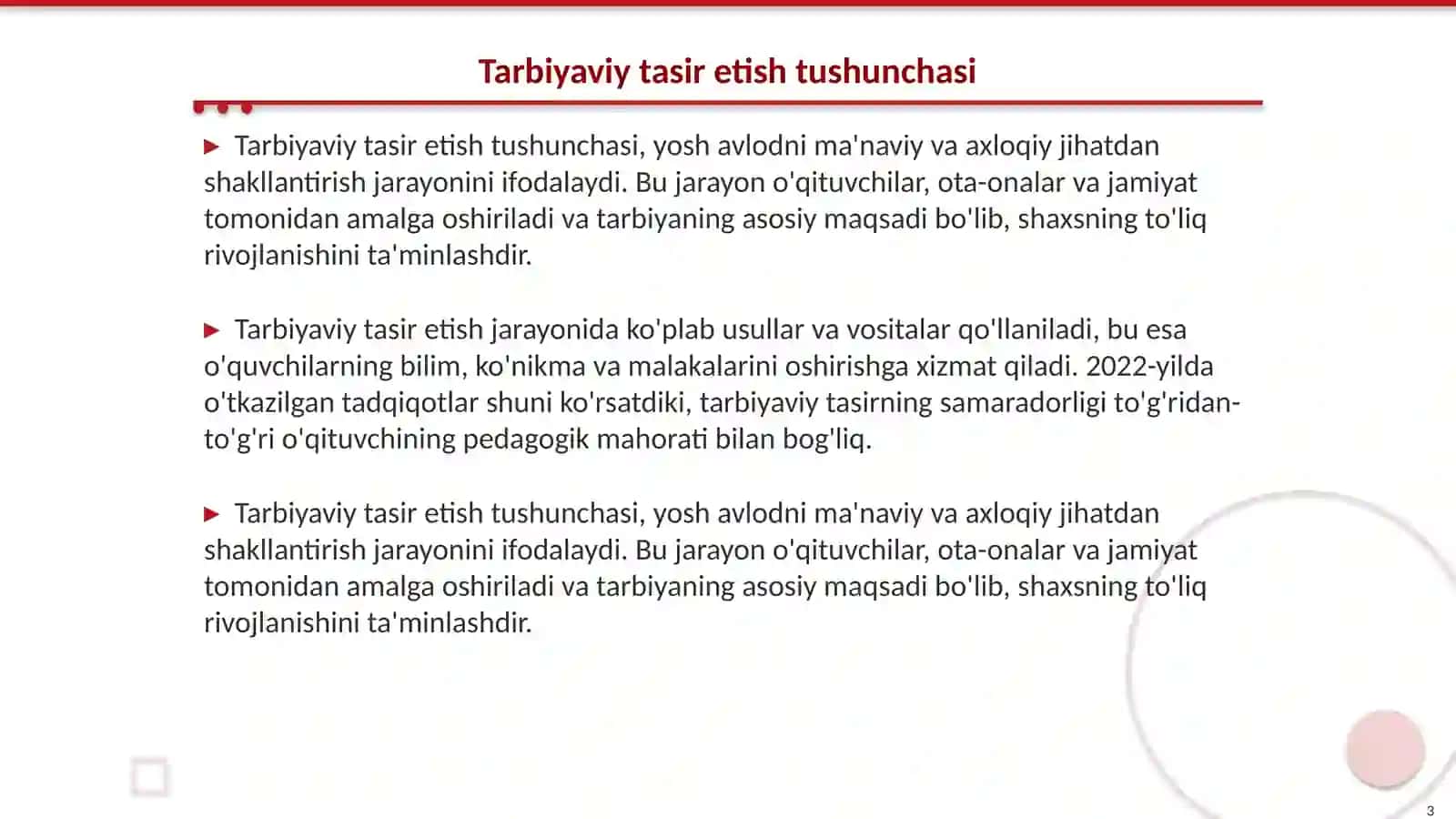 Tarbiyaviy tasir etish usullari va vositalari 3