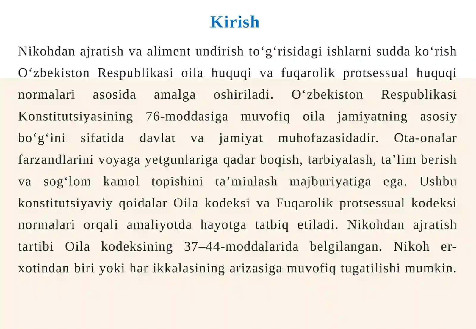 Nikohdan ajratish, aliment undirish to‘g‘risidagi ishlarni sudda ko‘rishning protsessu 3