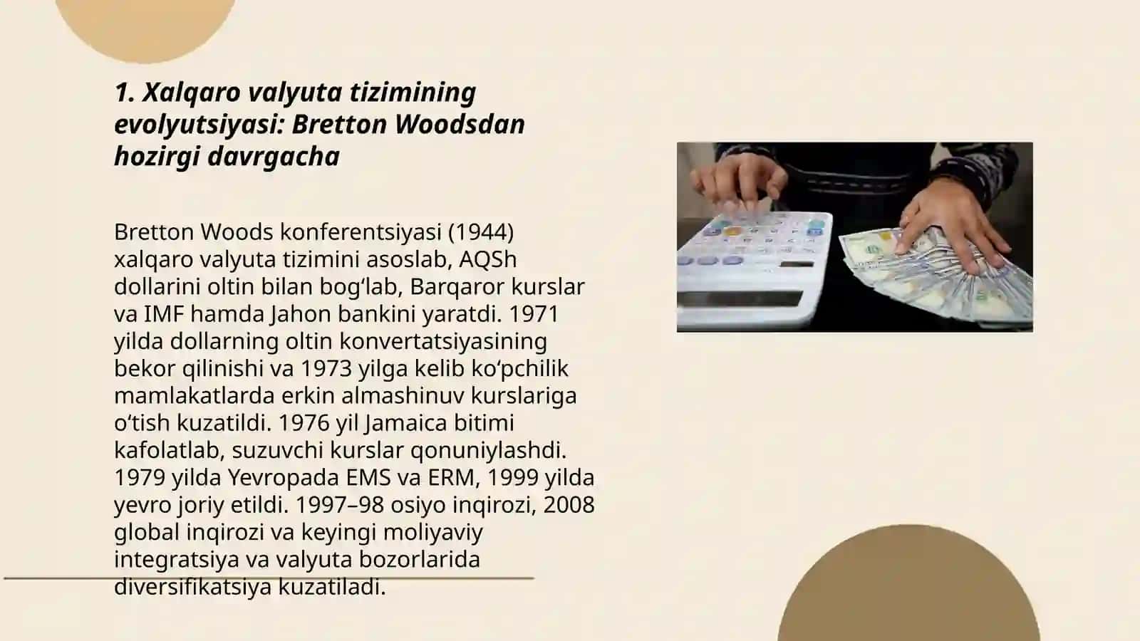 Xalqaro valyuta tizimi, valyuta kursi rejimi va uning iqtisodiyotga ta'siri 3