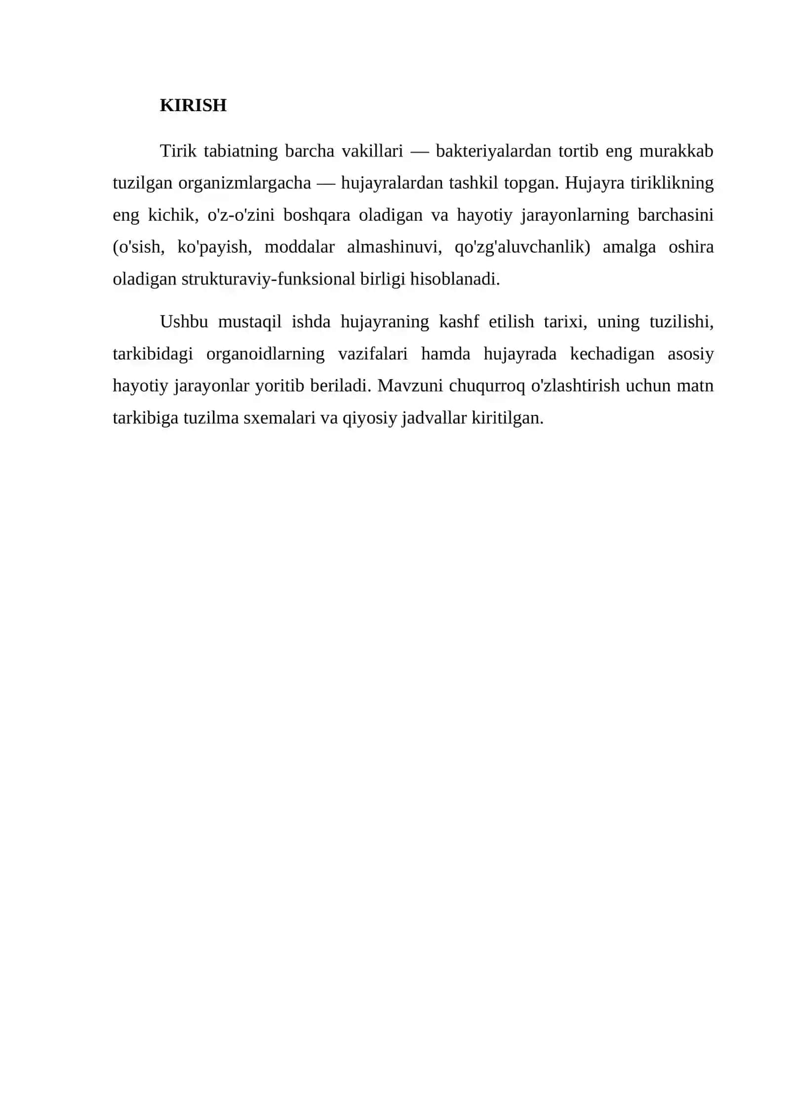 "Hujayra – tiriklikning strukturaviy va funksional birligi" 3