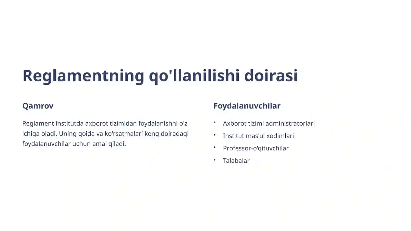 Oliy ta'lim tashkilotlarida axborot tizimlaridan foydalanish reglamenti 3