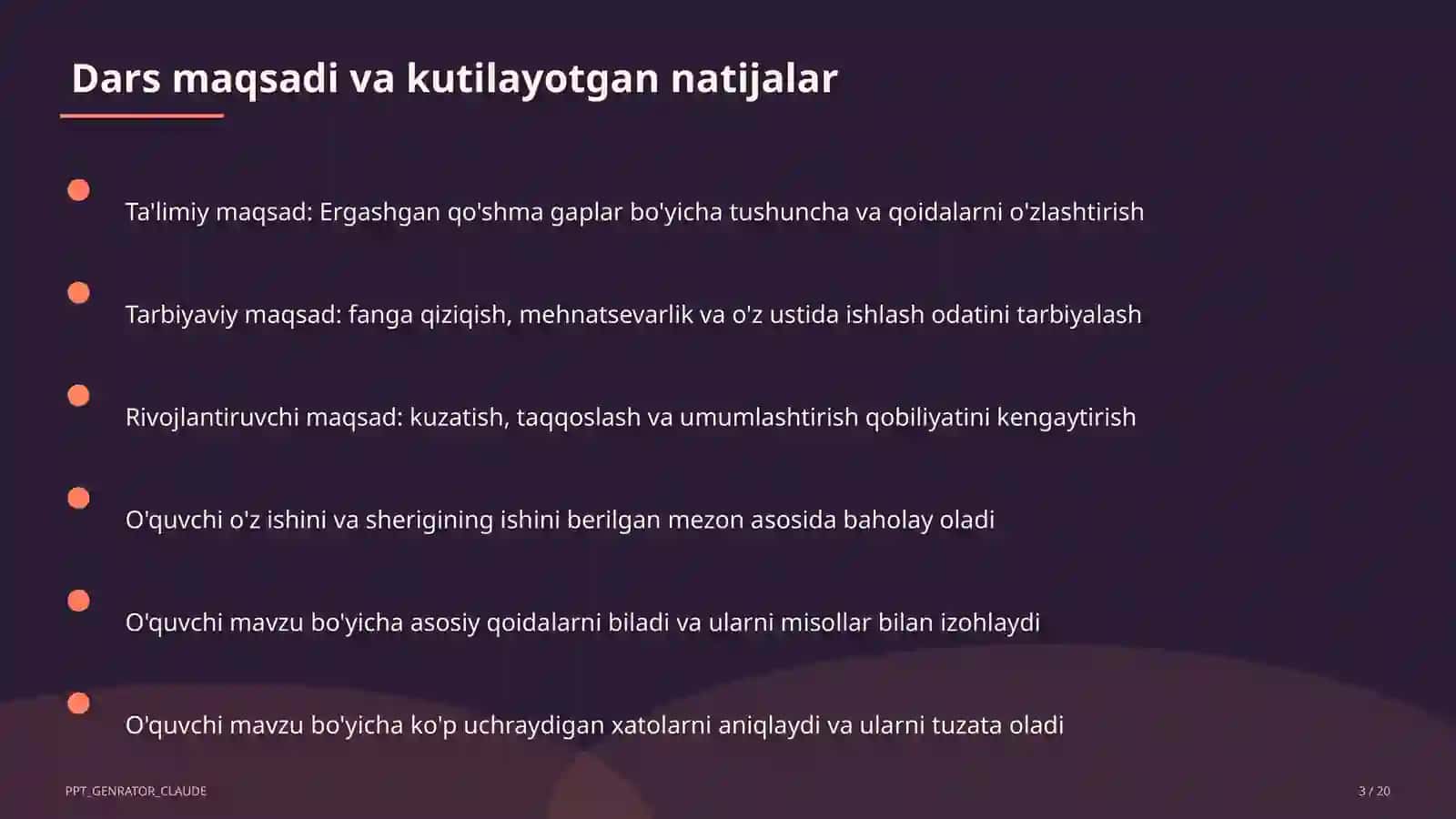 Ergashgan qo'shma gaplar (9-sinf) 3