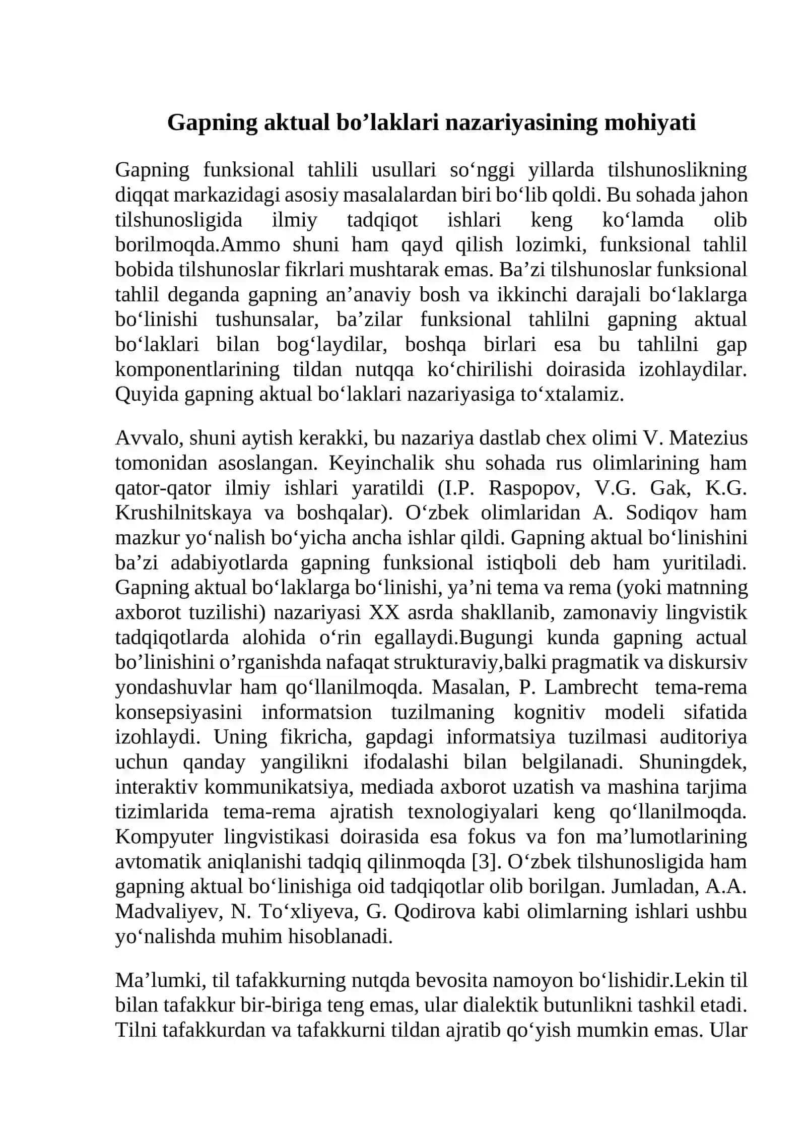 Gapning aktual bo'linishi 3