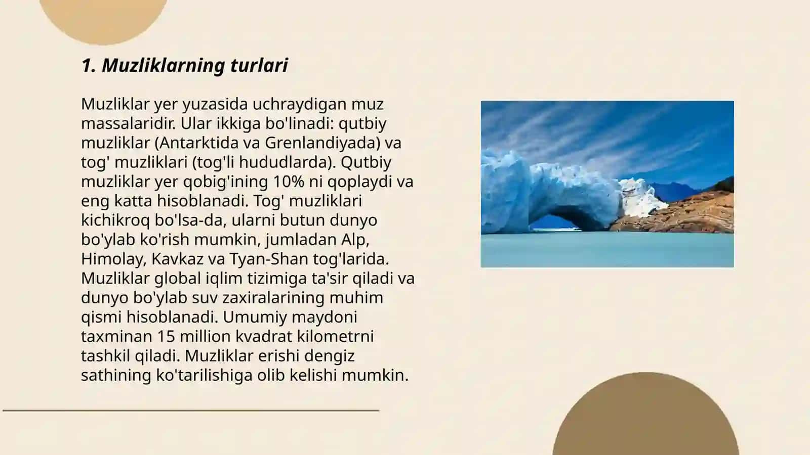 Muzliklar turlari va tarqalishi 3