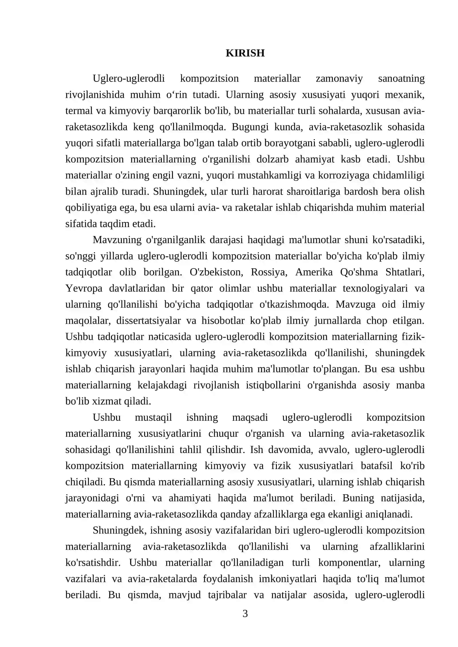 Uglero-uglerodli kompozitsion materiallarni xususiyatlari va avia-raketasozlikda qo'llanilishi 3