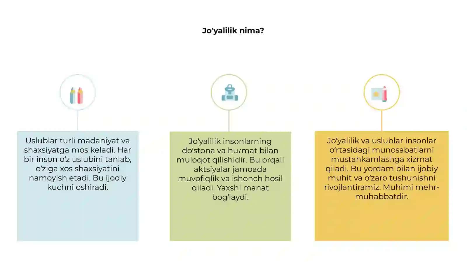 Joʻyalilik va uslublar 3
