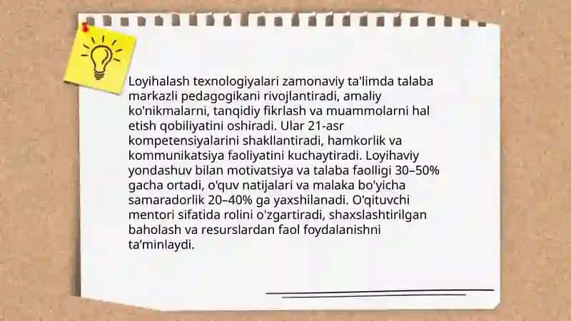 Loyihalash texnologiyalarining ta'lim tashkil etishdagi ahamiyati 3