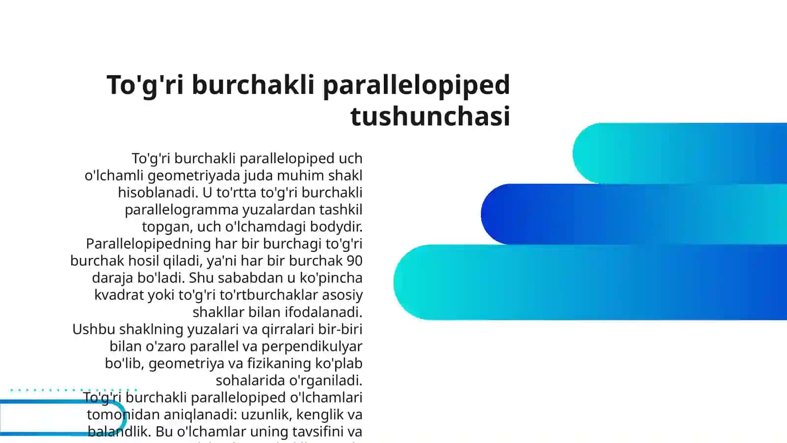 TO`G`RI BURCHAKLI PARALLELOPIPED 3