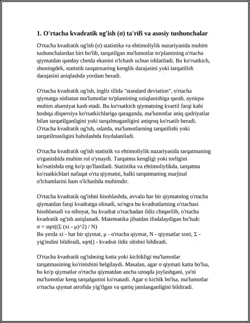 VARIATSIYA KO'RSATKICHLARI: O'RTACHA KVADRATIK OG'ISH,VARIATSIYA KOEFFESIENTI 3