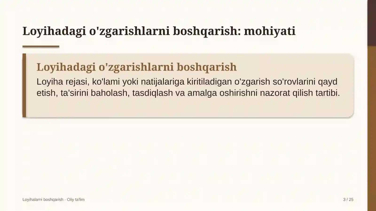 suyultirilgan gaz ishlab chiqarishda loyihadagi o'zgarishlarni boshqarish 2957 3