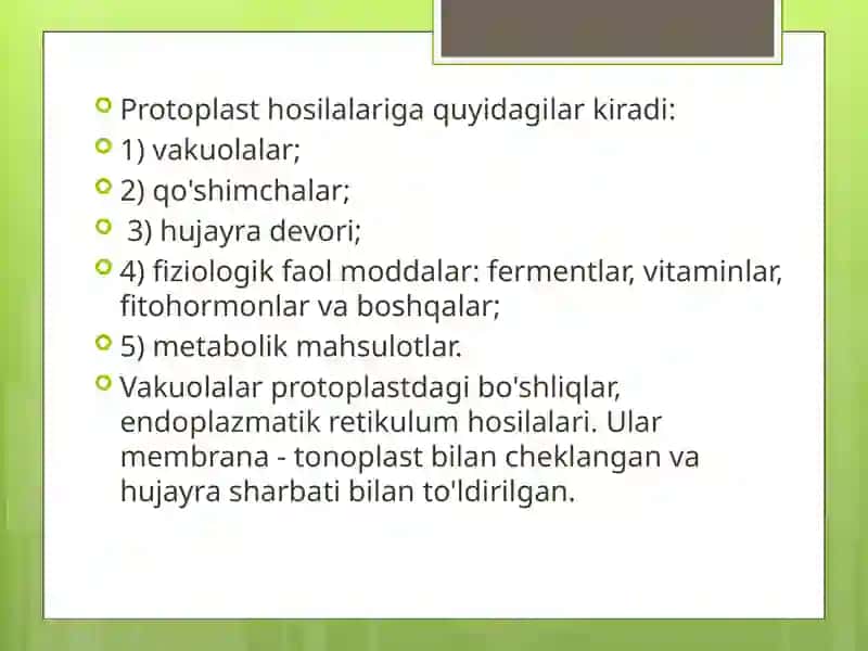 Protoplast hosilalari 3