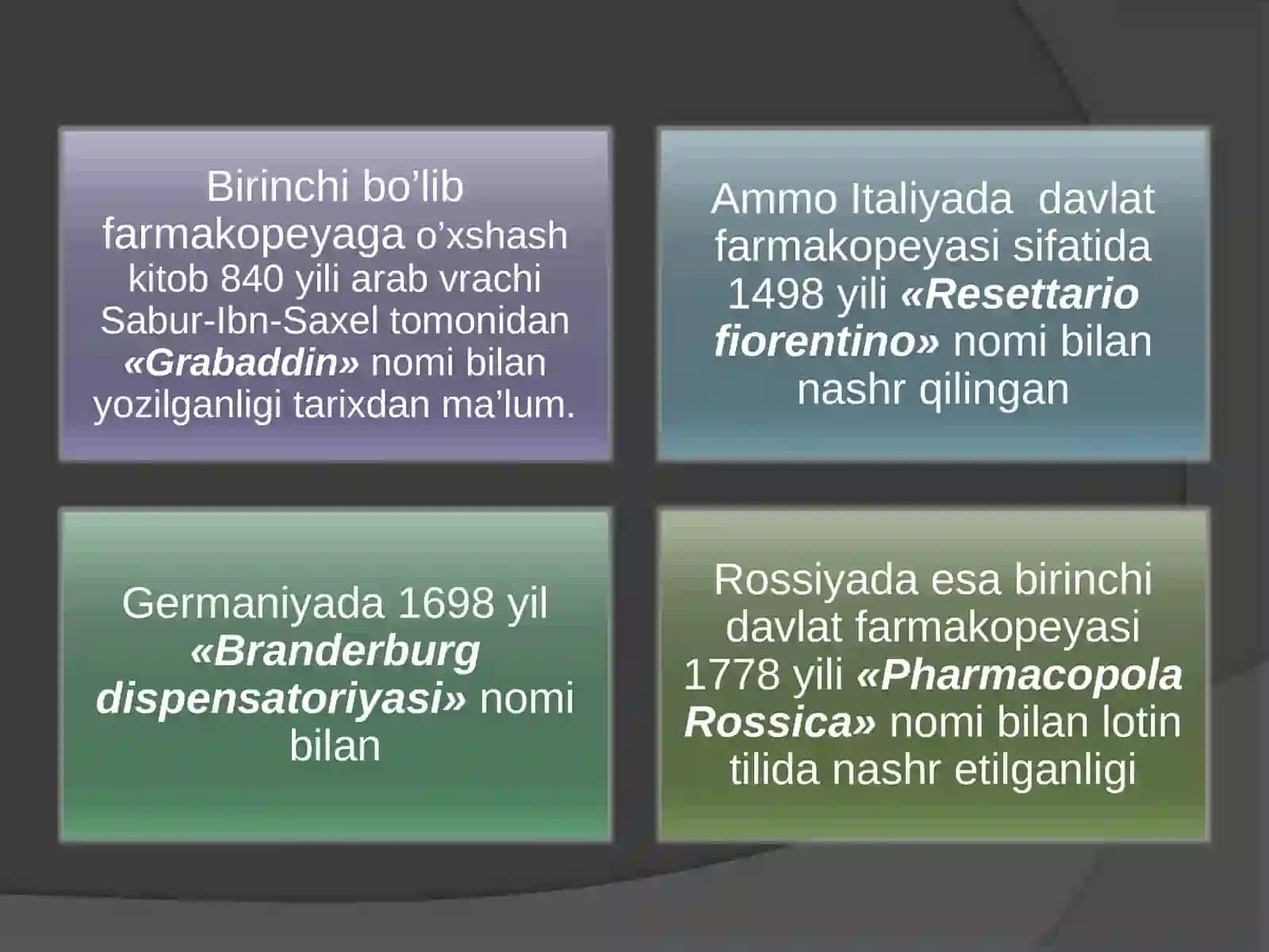 «Farmakopeya, dorixona va dorixonalar faoliyati bilan tanishuv» 3