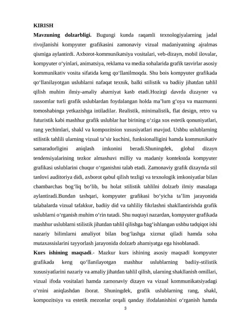 Kompyuter grafikada mashhur uslublarni stilistik tahlil qilish 3