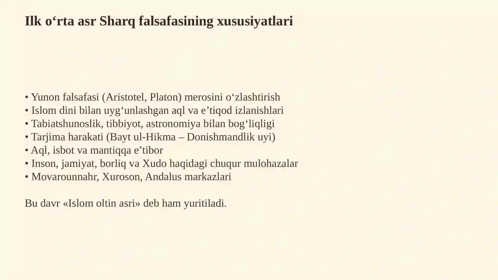 Ilk o‘rta asr Sharq falsafasi va uyg‘onish davri 3