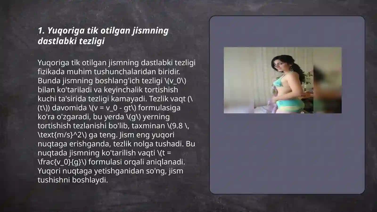Yuqoriga tik otilgan jismning xarakati 3