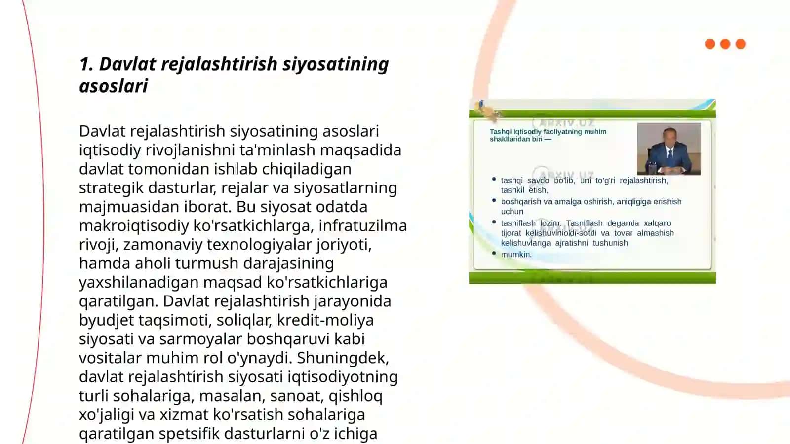 Davlatning ijtimoiy-iqtisodiy rivojlanishini dasturlash,prognozlashtirish va rejalashtirish siyosati 3