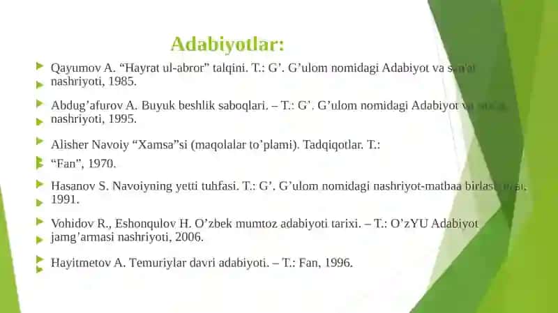 Alisher Navoiyning diniy va tasavvufiy mavzudagi asarlari. Yodnomalar 3