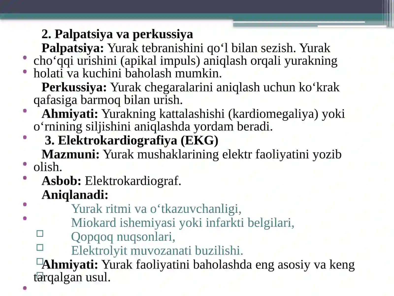 YURAK FAOLIYATINI TEKSHIRISH USULLARI 3