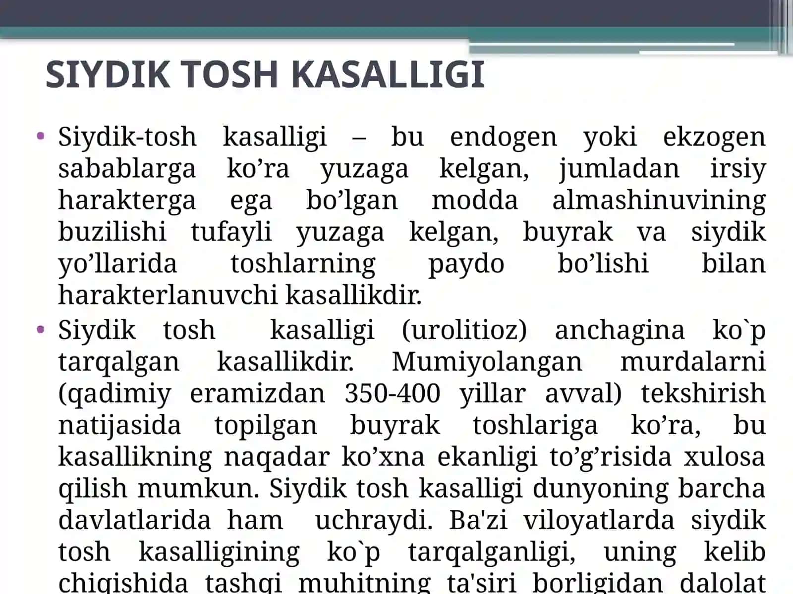 Siydik Tosh Kasalligi 3