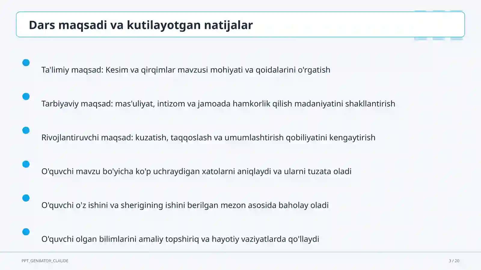 Kesim va qirqimlar (9-sinf) 3