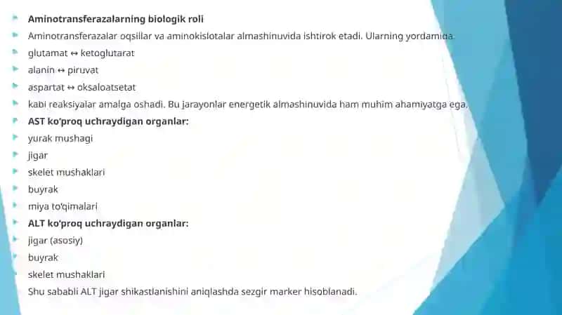 Qonda aminotransferazalar faolligini biokimyoviy analizatorda aniqlash 3