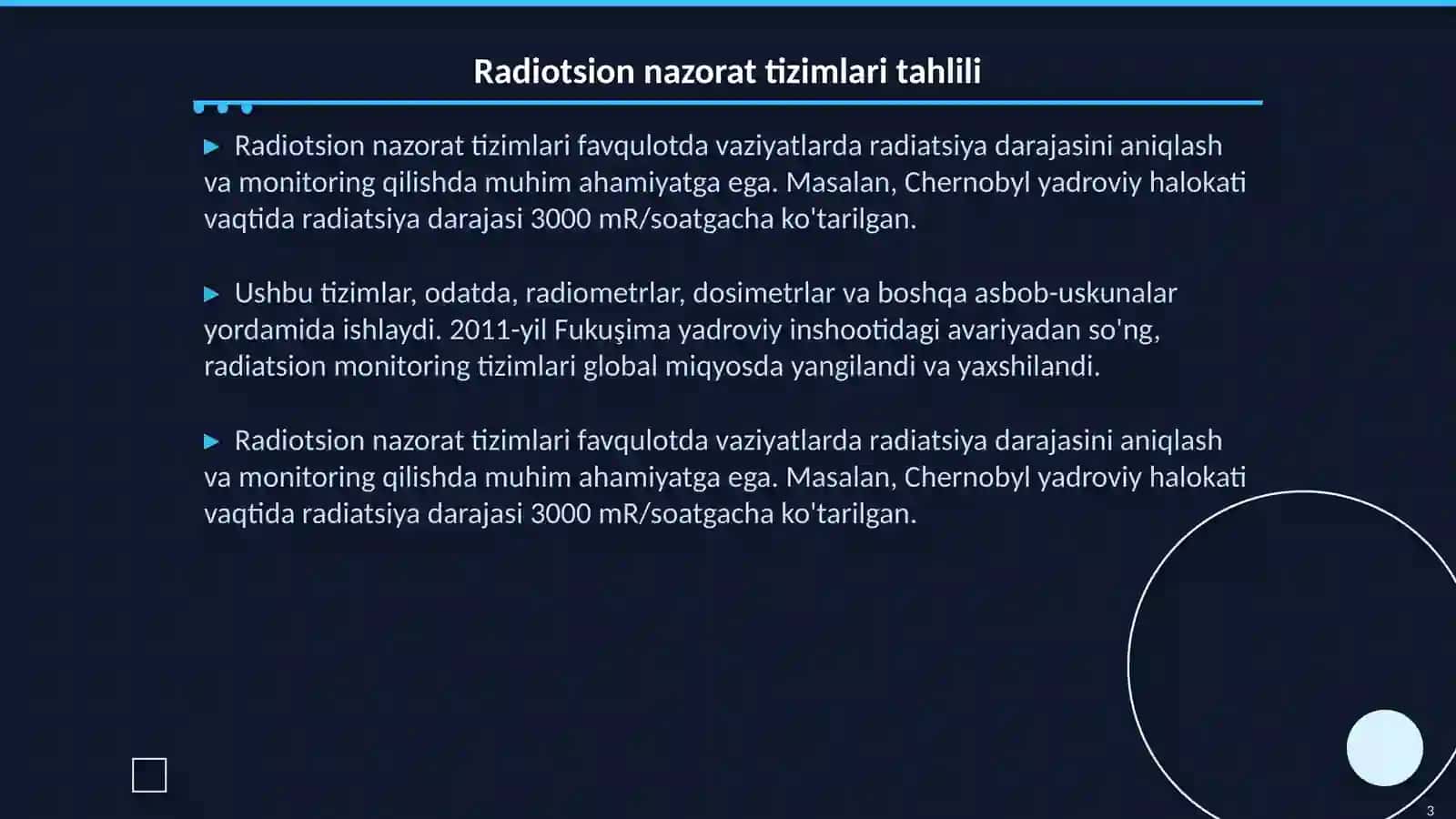 Favqulotda vaziyatlarda radiotsion va kimyoviy vaziyatlarni baholash 3