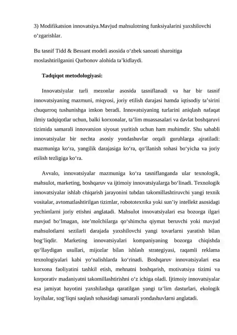 Innovatsiyalarning turlari va tasnifi 3