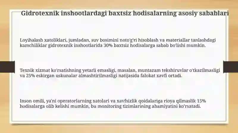 Gidrotexnik ob'yektlaridagi falokatlarning sabablari va turlari 3