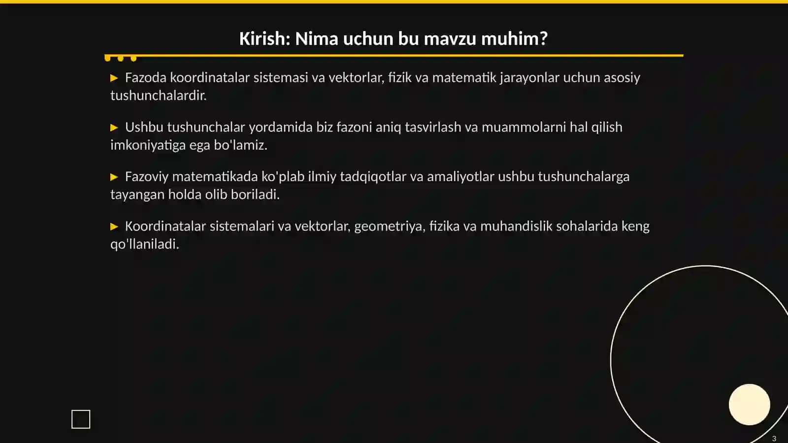 Fazoda Koordinatalar Sistemasi va Vektorlar 3