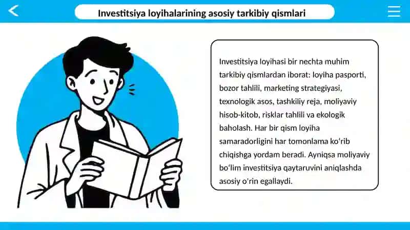 Investitsiya loyihasini tuzish va biznes reja ishlab chiqish bosqichlari 3