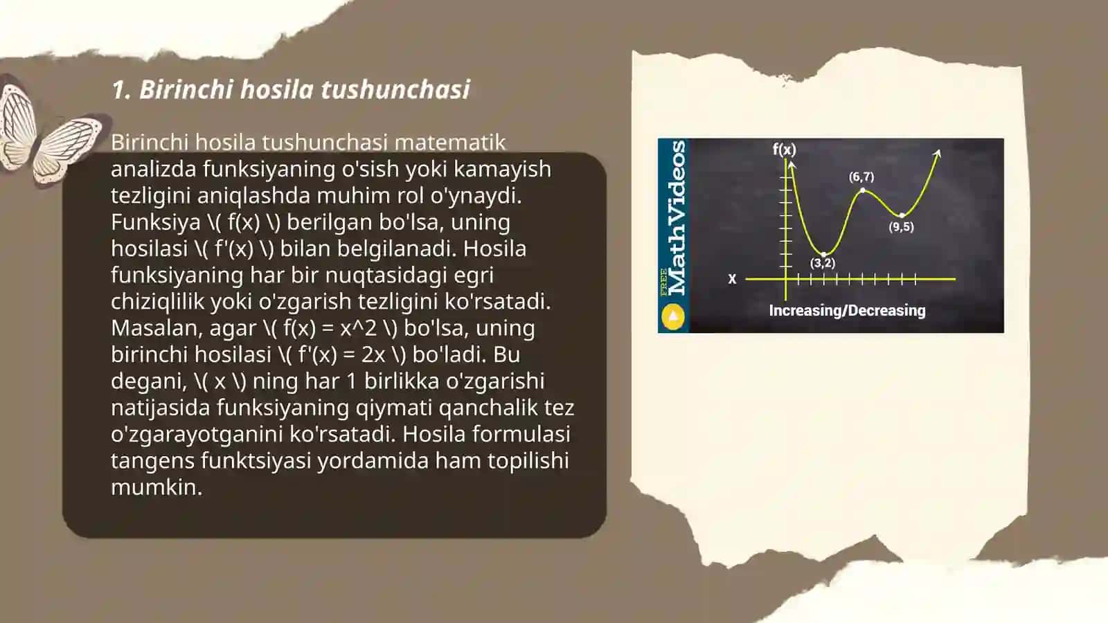 Birinchi hosila tushunchasi 3