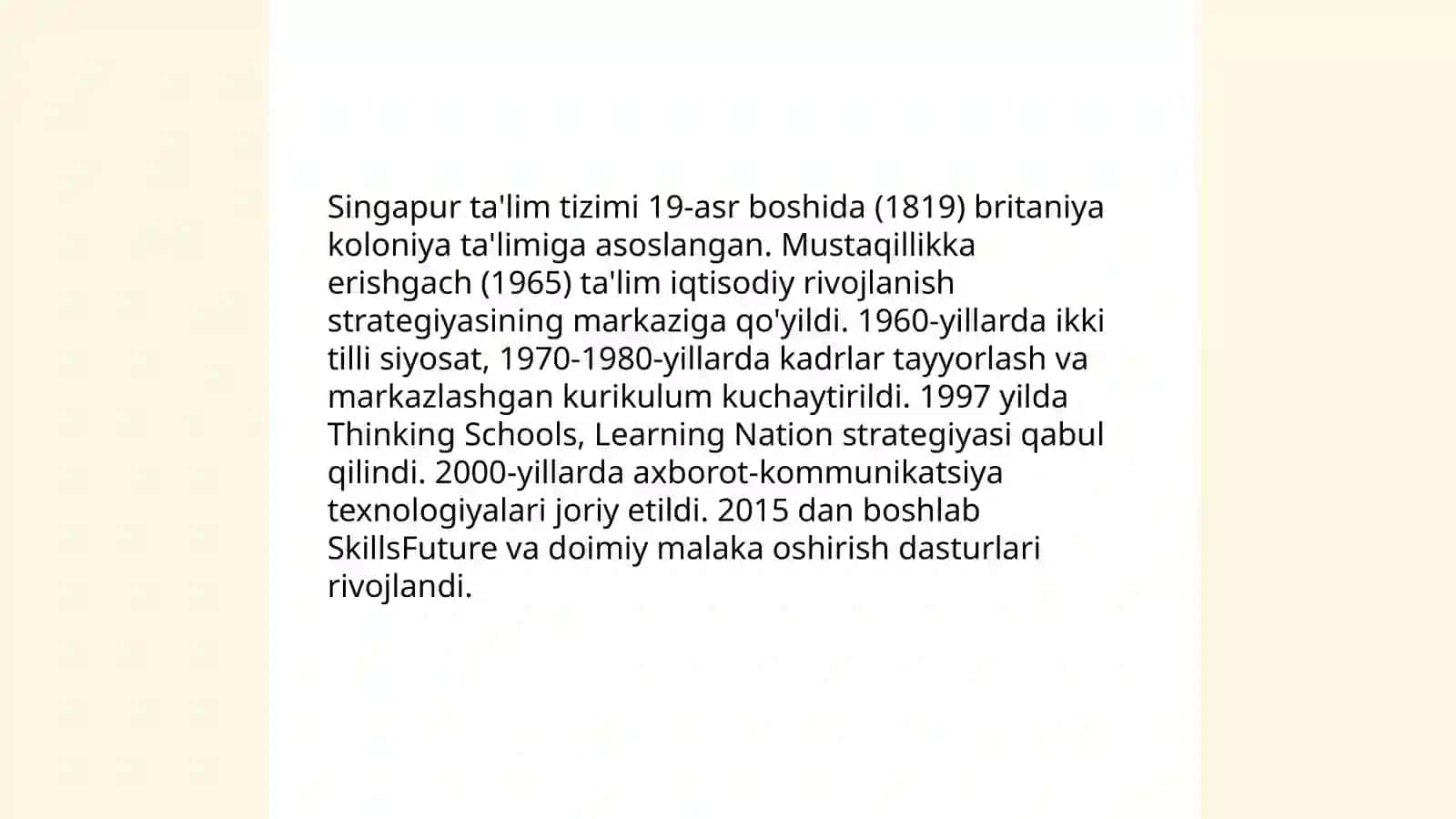 Singapur ta'lim tizimi 3