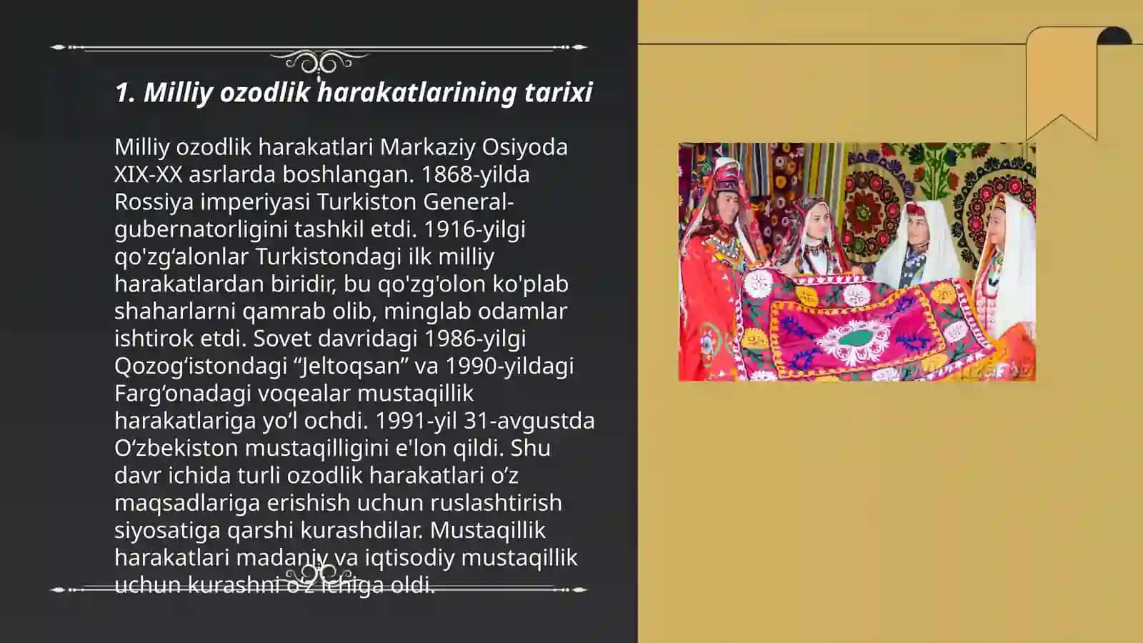 Milliy ozodlik harakatlari.Mustamlaka boshqaruv tartiboti va uning mohiyati 3