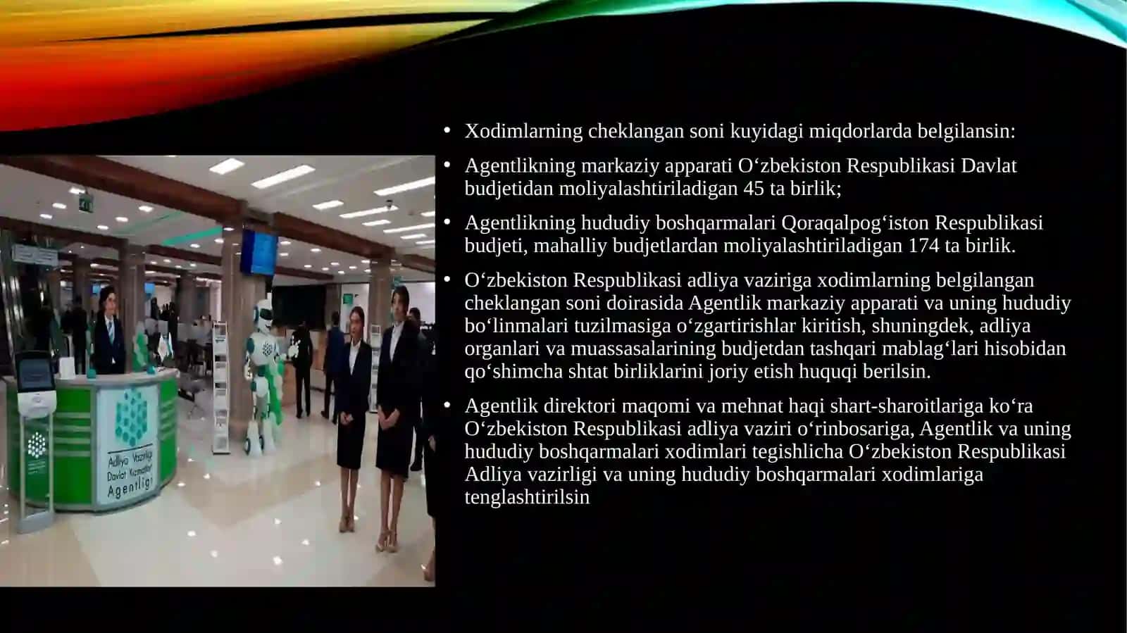DAVLAT XIZMATLARI AGENTLIGI FAOLIYATINI TASHKIL ETISH 3
