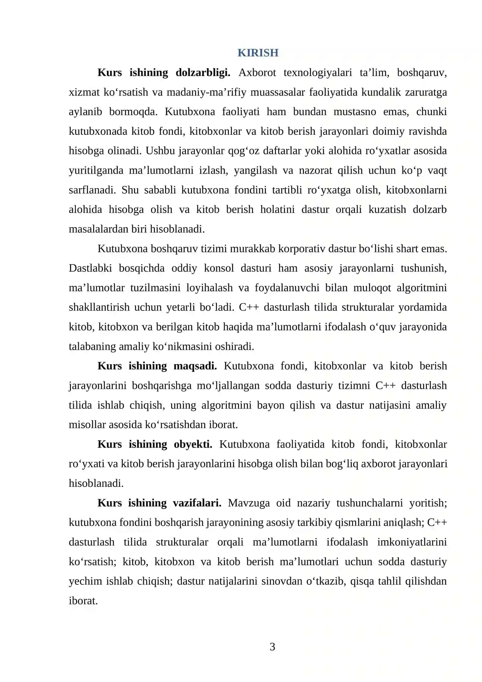 Kutubxona Fondi, Kitobxonlar va Kitob Berish Jarayonlarini Boshqarish Tizimini Ishlab Chiqish 3