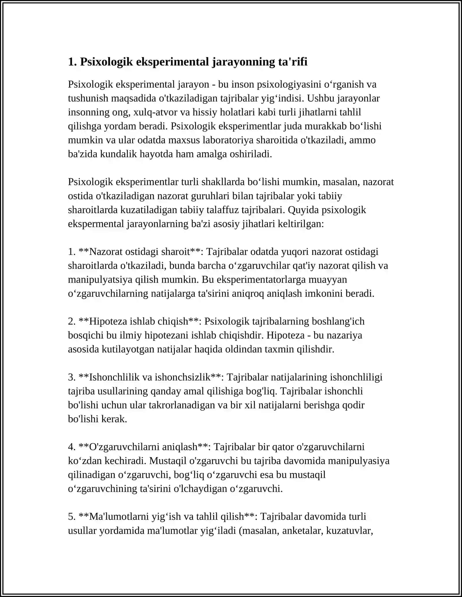 PSIXOLOGIK EKSPERIMENTAL JARAYONI VA UNING ASOSIY XUSUSIYATI 3