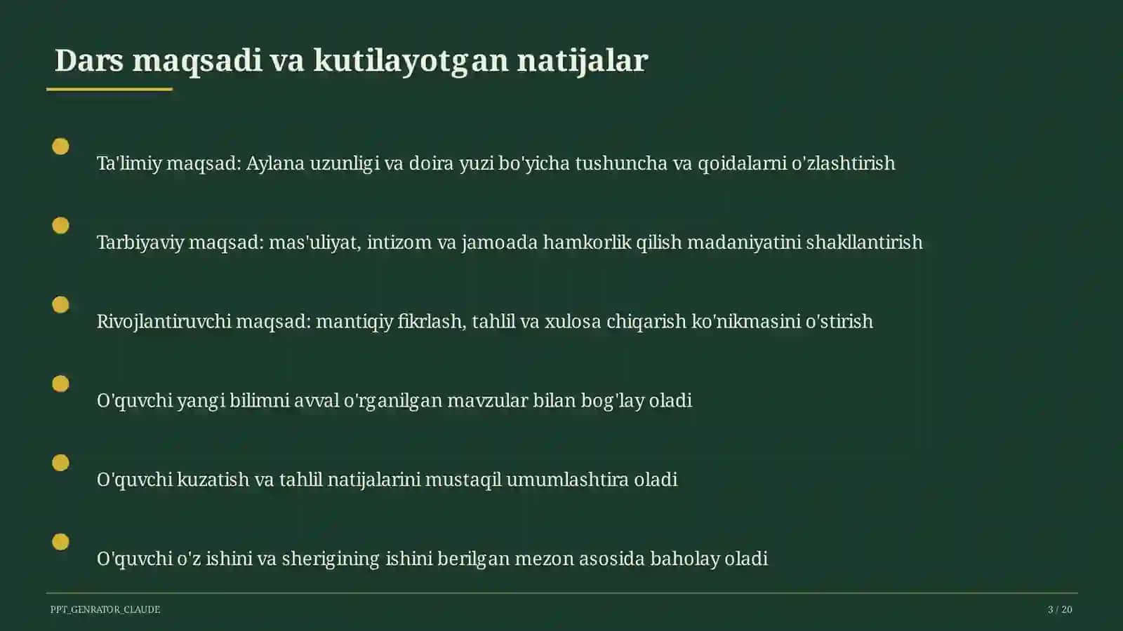 Aylana uzunligi va doira yuzi (9-sinf) 3