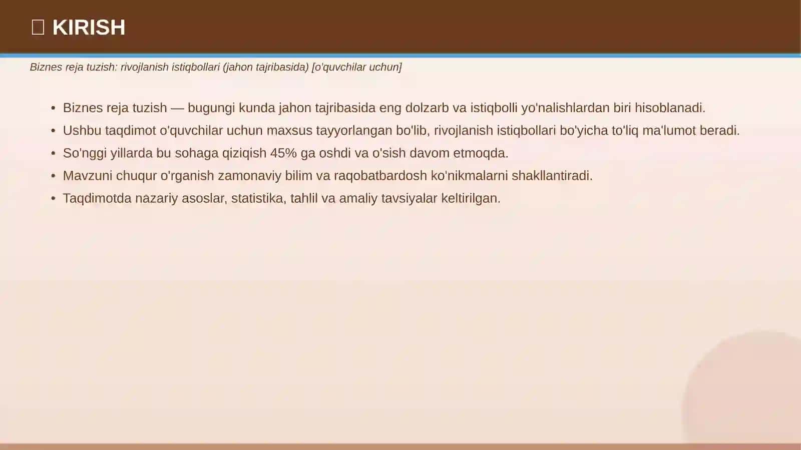 Biznes reja tuzish: rivojlanish istiqbollari (jahon tajribasida) [o'quvchilar uchun] 3