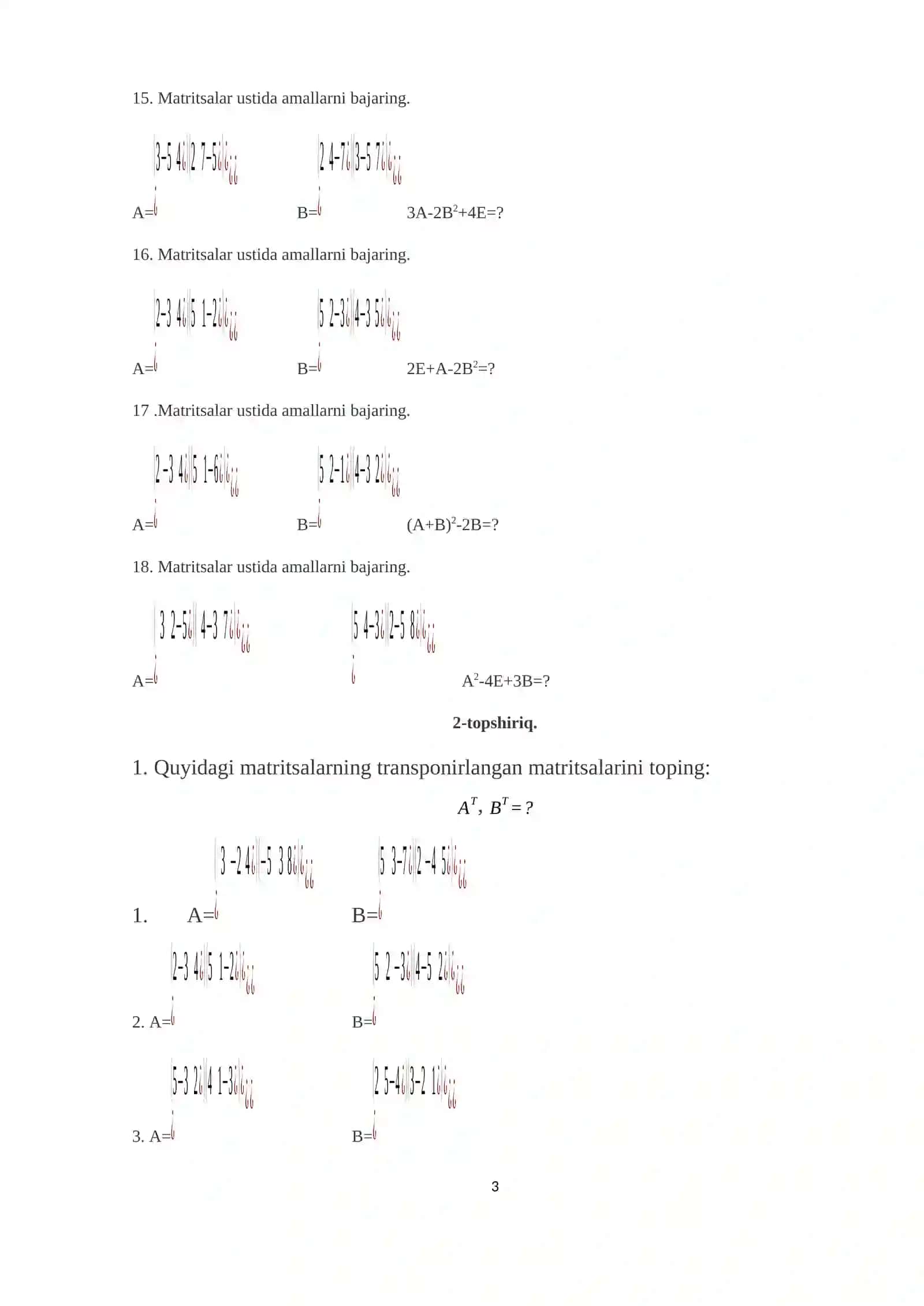 Matrisalar va determinantlarning tadbiqiy masalalarda qo’llanilishi 3