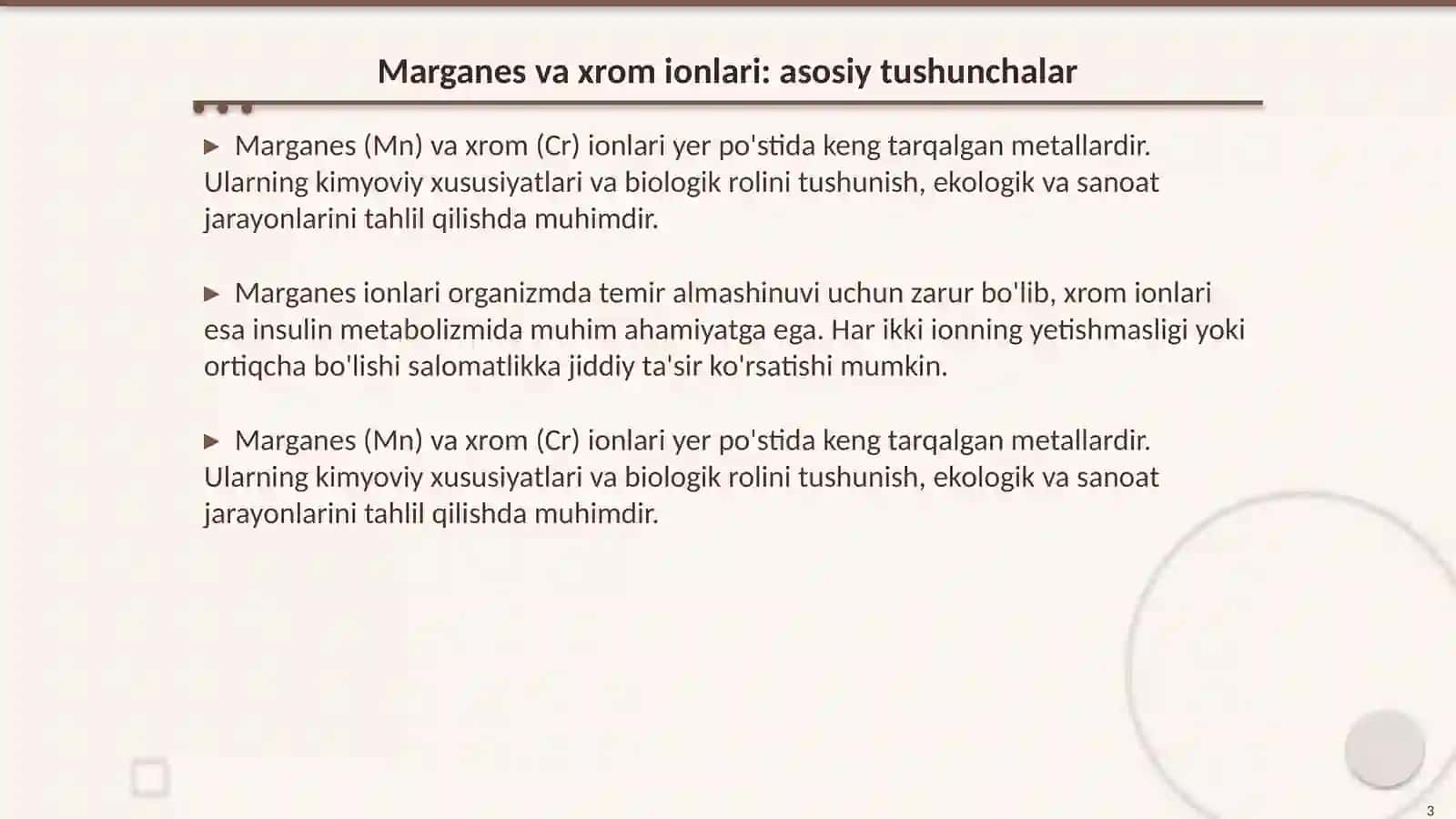Mineralizat tarkibida marganes va xrom ionini aniqlash 3