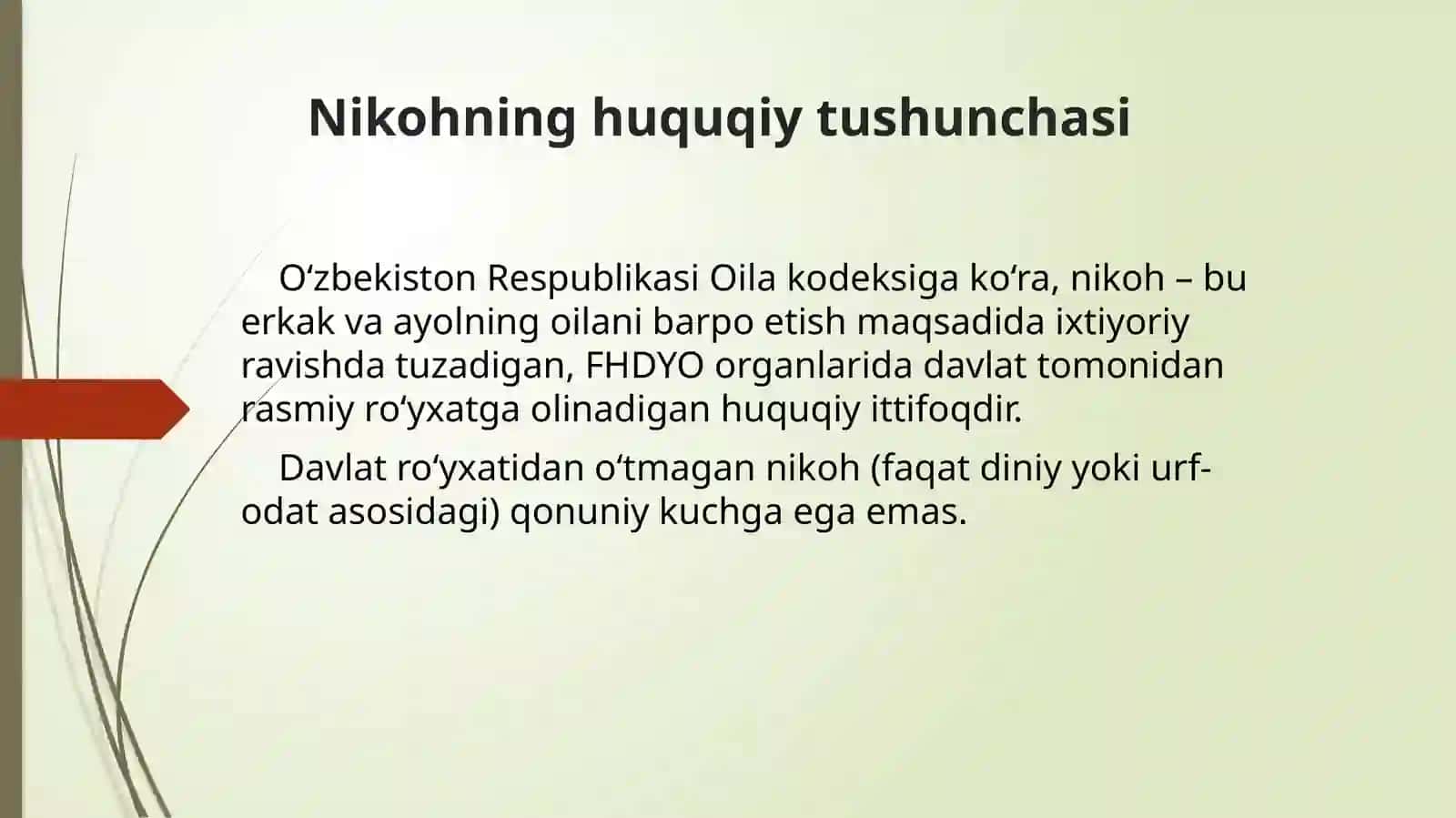 Nikoh yoshi to‘g‘risidagi qonunchilikni yoki nikoh tuzish tartibini buzish. 3