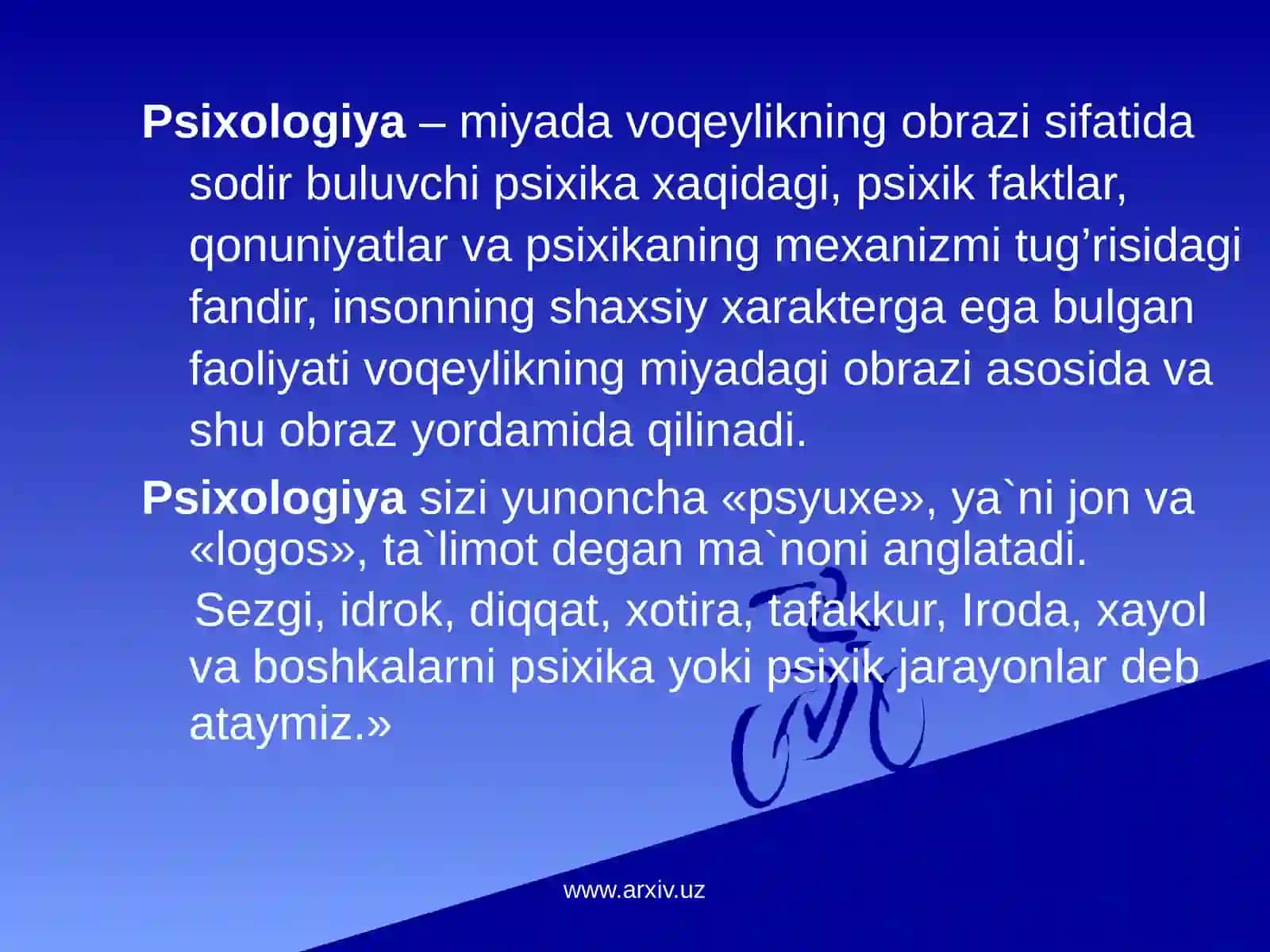 Psixologiya fanlarini o'qitish predmeti va vazifalari. 3